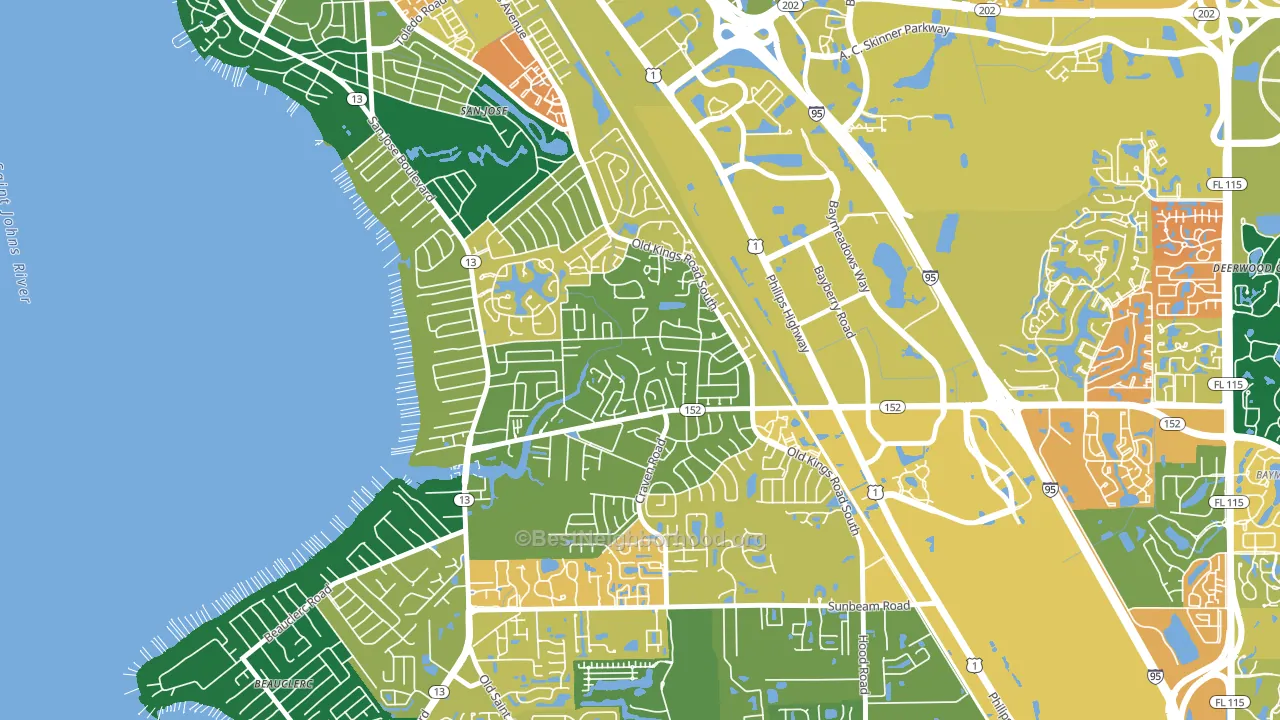 Brierwood, Jacksonville, FL block-group voter-turnout map