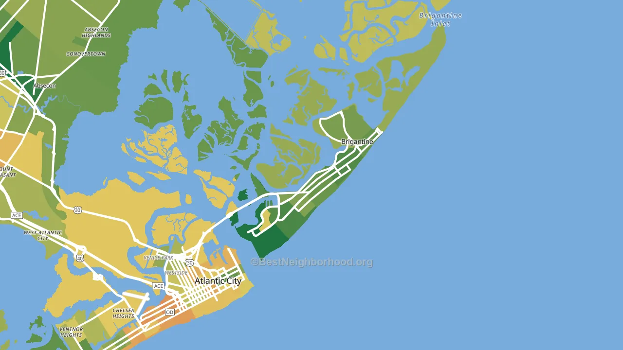 Brigantine, NJ block-group voter-turnout map
