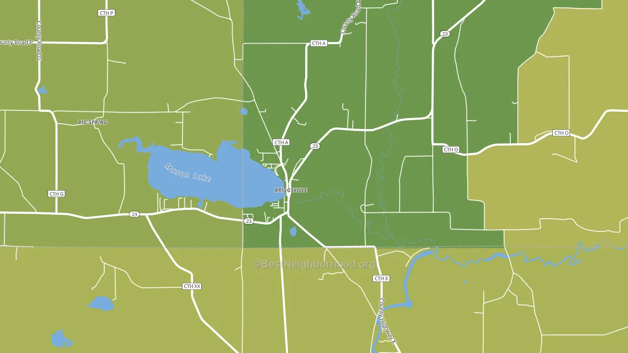 Briggsville, WI block-group voter-turnout map