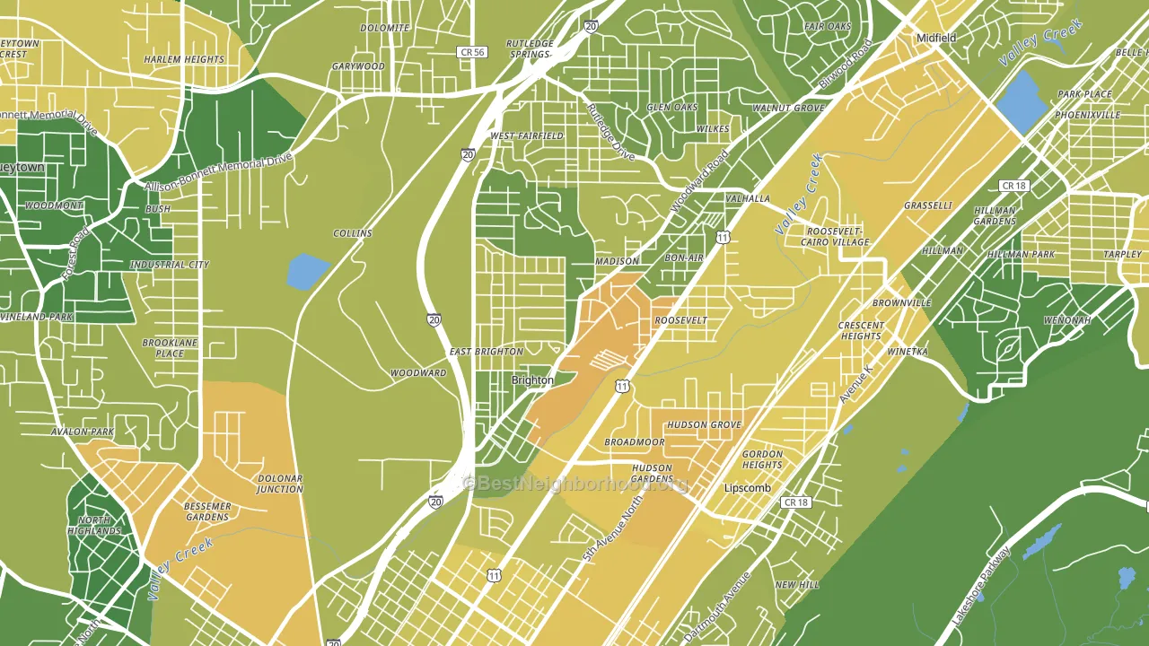 Brighton, AL block-group voter-turnout map