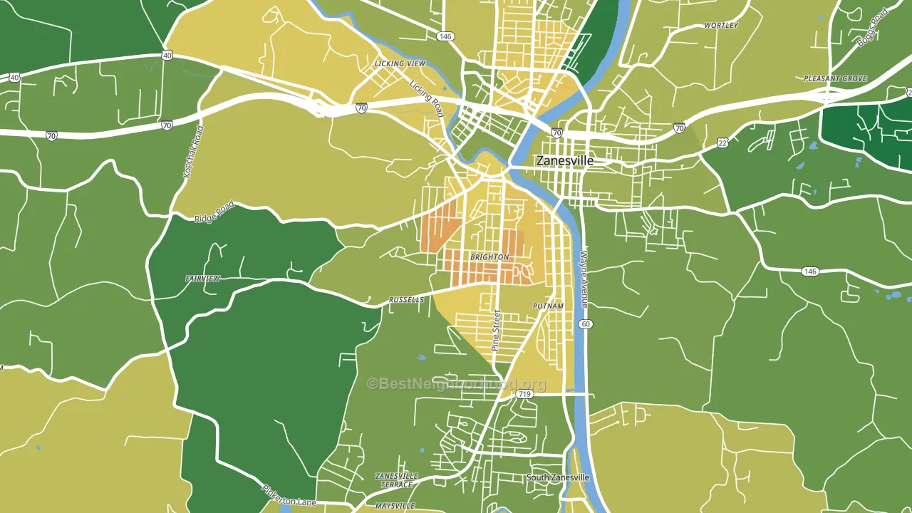 Brighton Historic District, Zanesville, OH block-group voter-turnout map