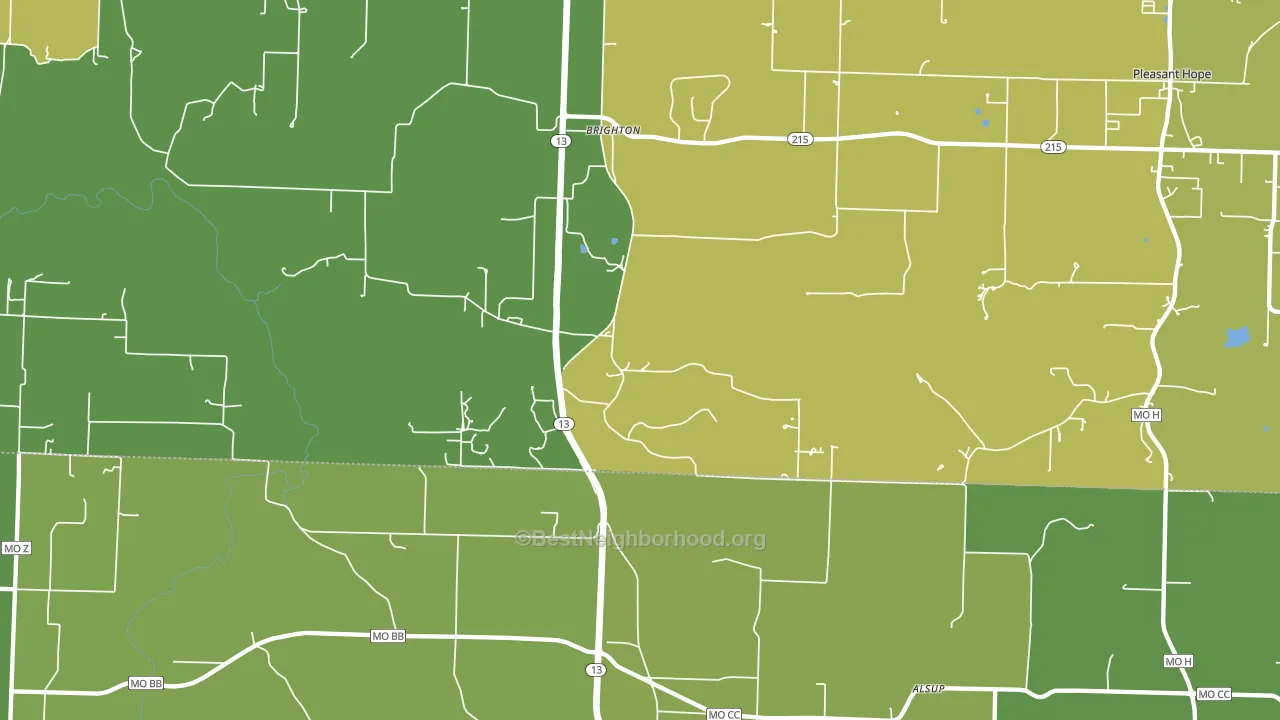 Brighton, MO block-group voter-turnout map