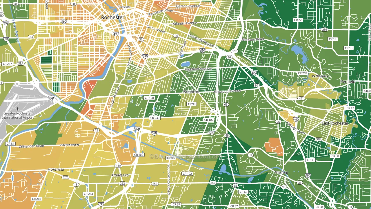 Brighton, NY block-group voter-turnout map
