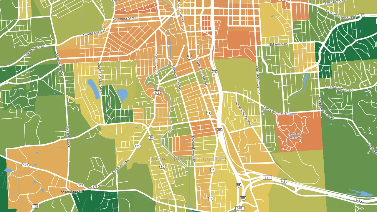 Brighton, Syracuse, NY block-group voter-turnout map