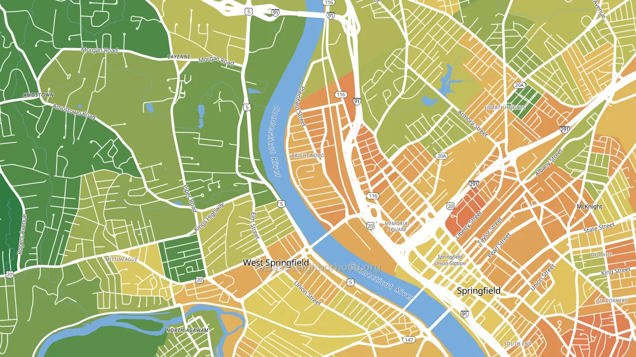 Brightwood, Springfield, MA block-group voter-turnout map