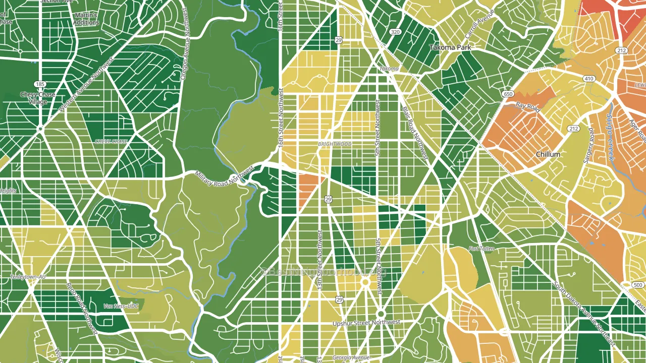 Brightwood, Washington, DC block-group voter-turnout map