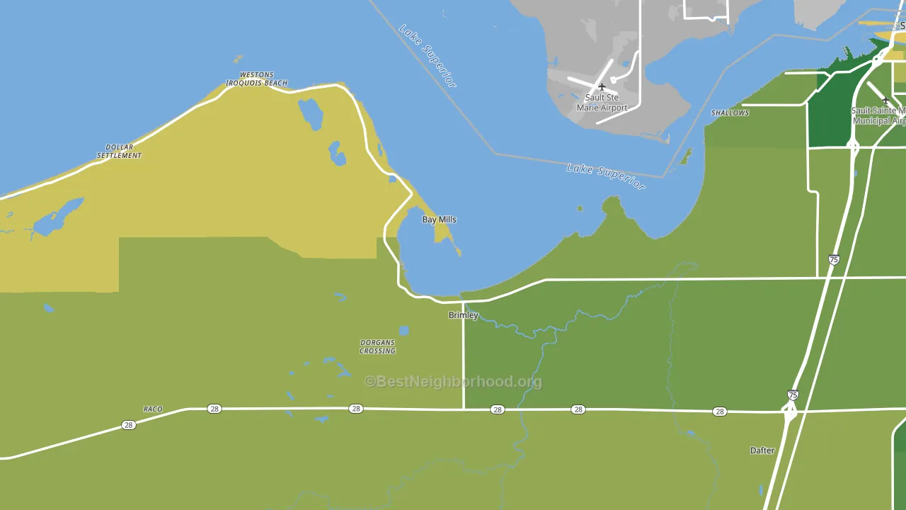 Brimley, MI block-group voter-turnout map