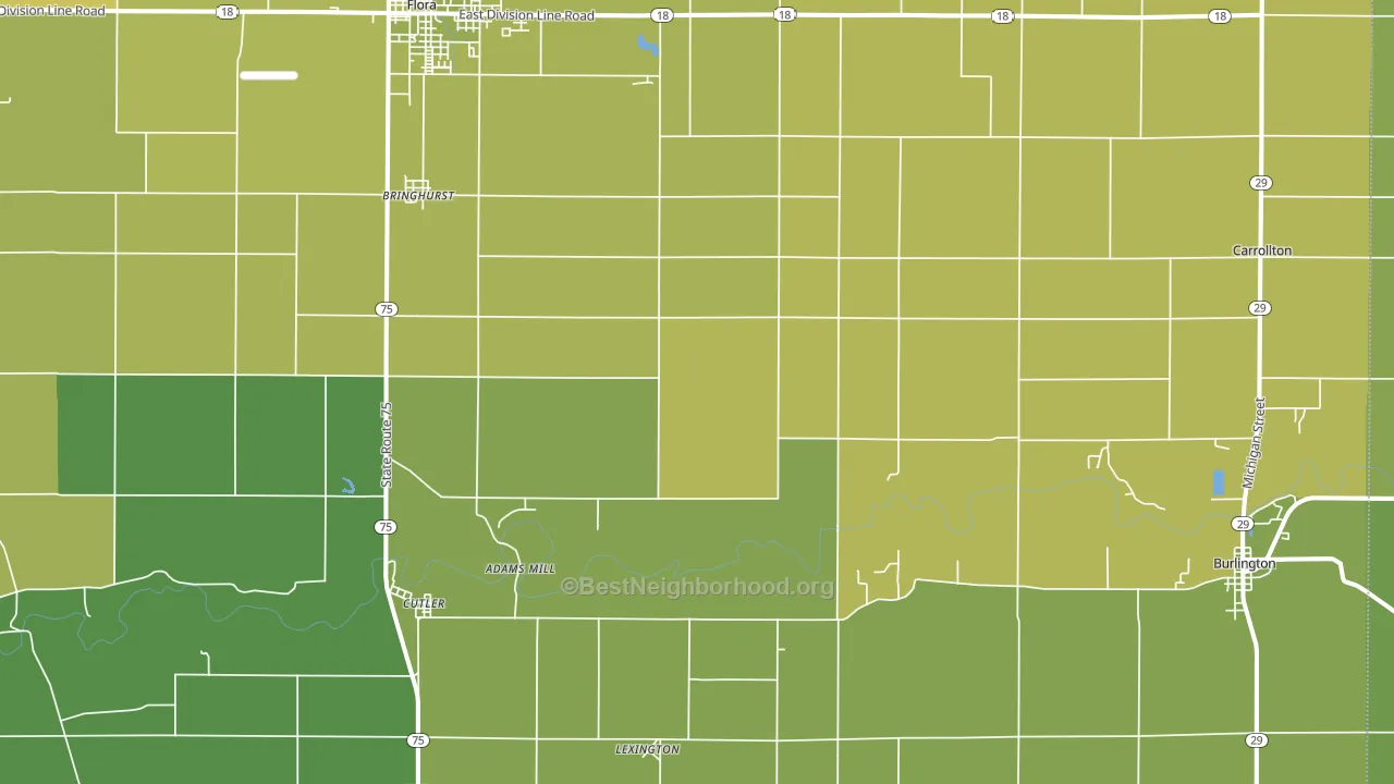 Bringhurst, IN block-group voter-turnout map