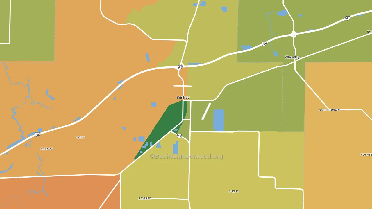 Brinkley, AR block-group voter-turnout map