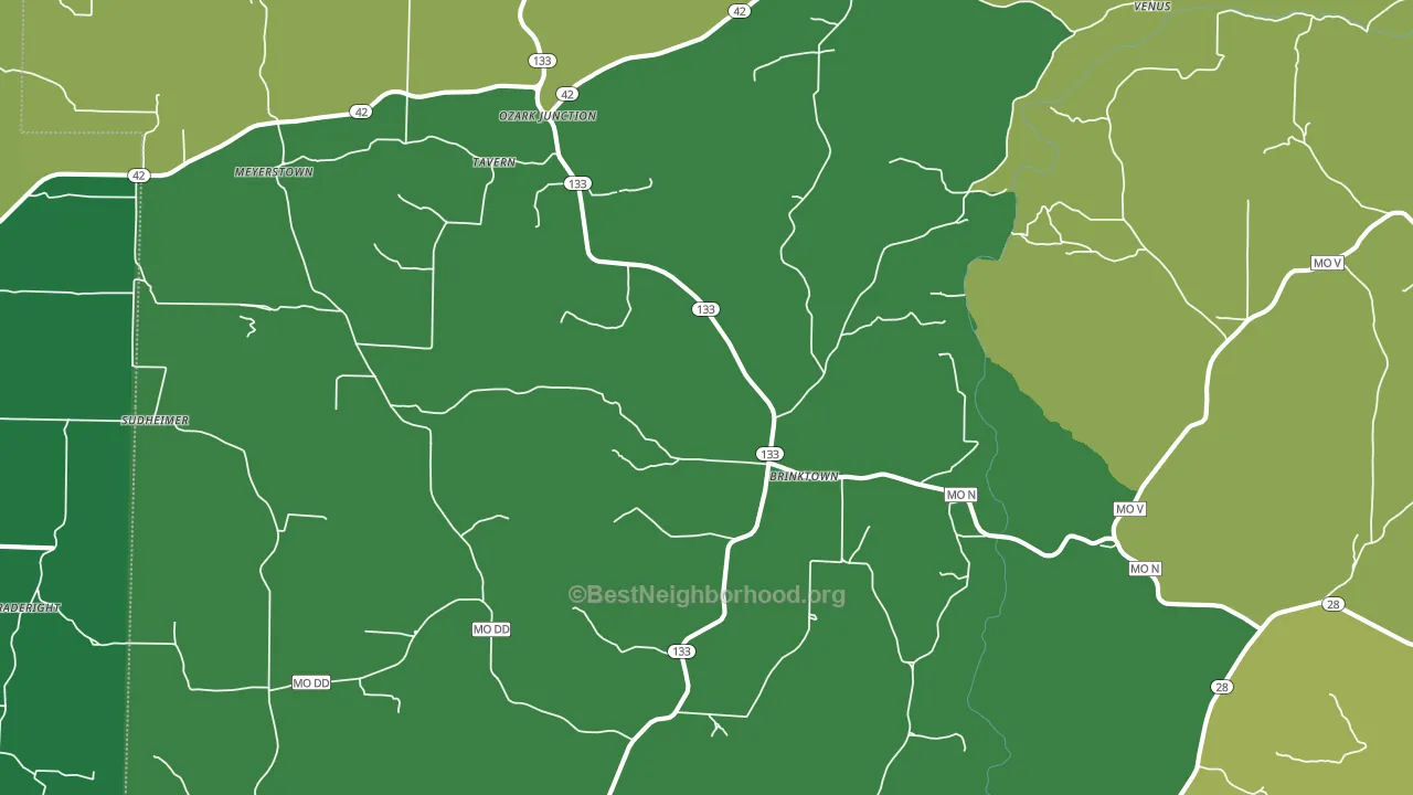 Brinktown, MO block-group voter-turnout map
