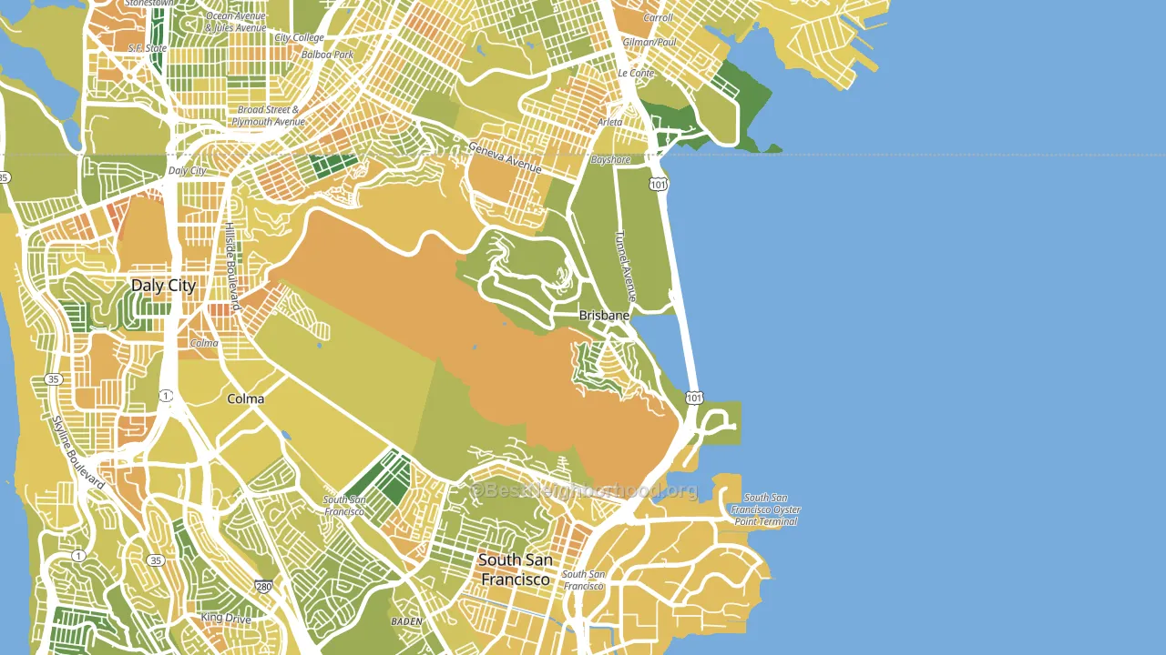 Brisbane, CA block-group voter-turnout map