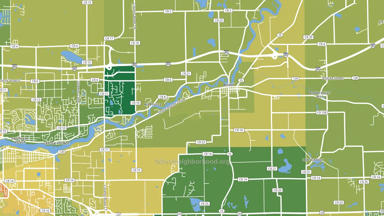 Bristol, IN block-group voter-turnout map