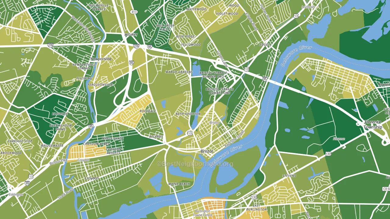 Bristol, PA block-group voter-turnout map