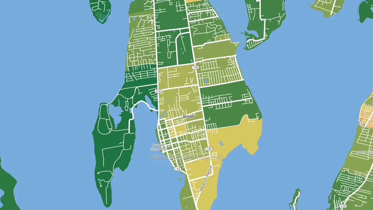 Bristol, RI block-group voter-turnout map