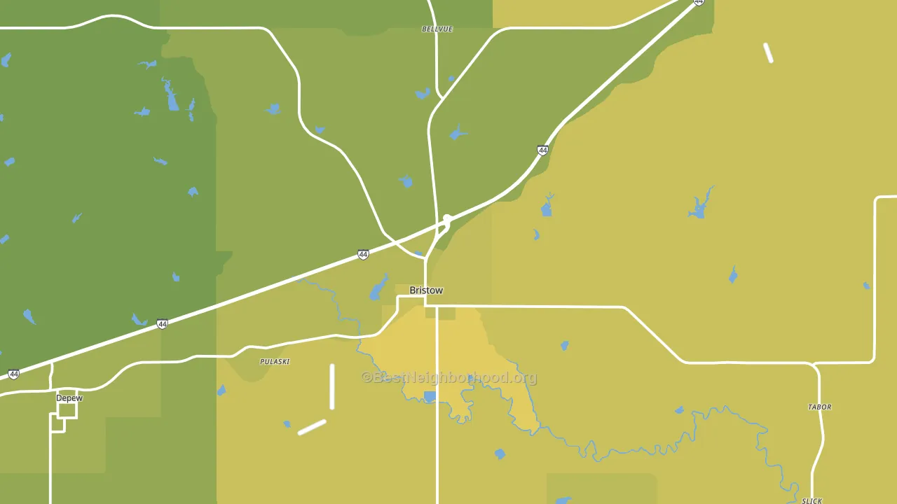 Bristow, OK block-group voter-turnout map