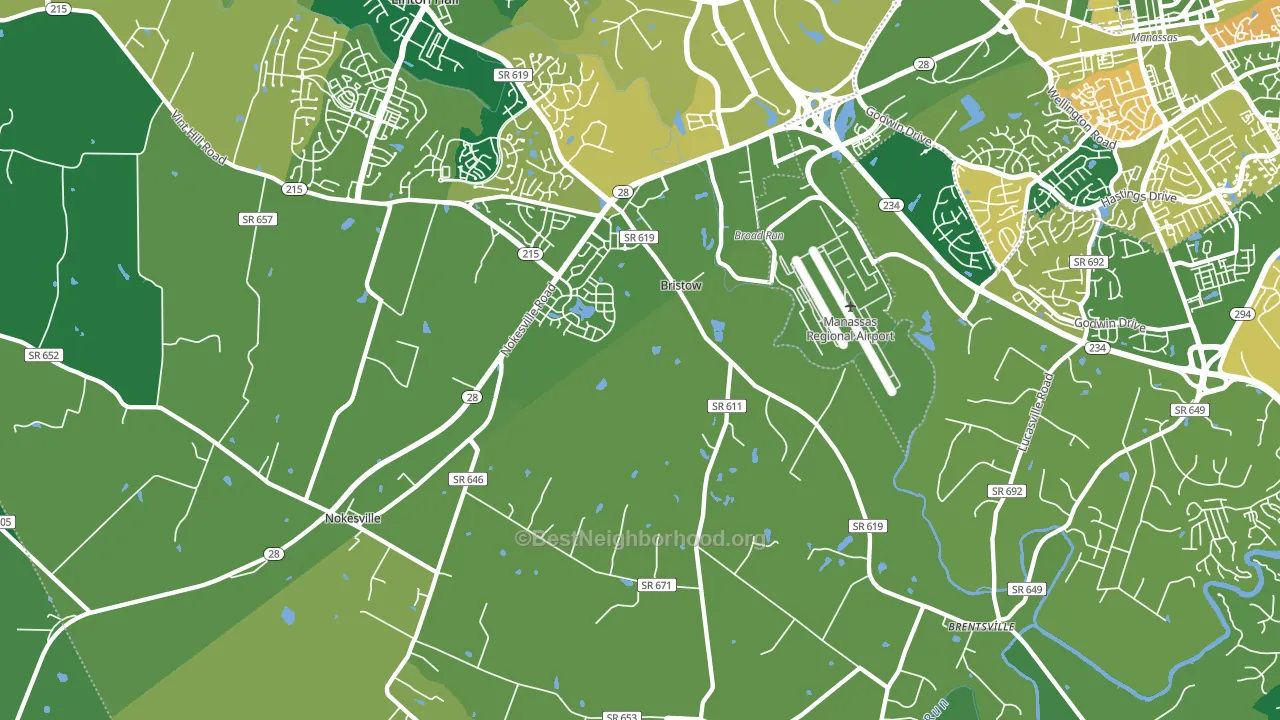 Bristow, VA block-group voter-turnout map
