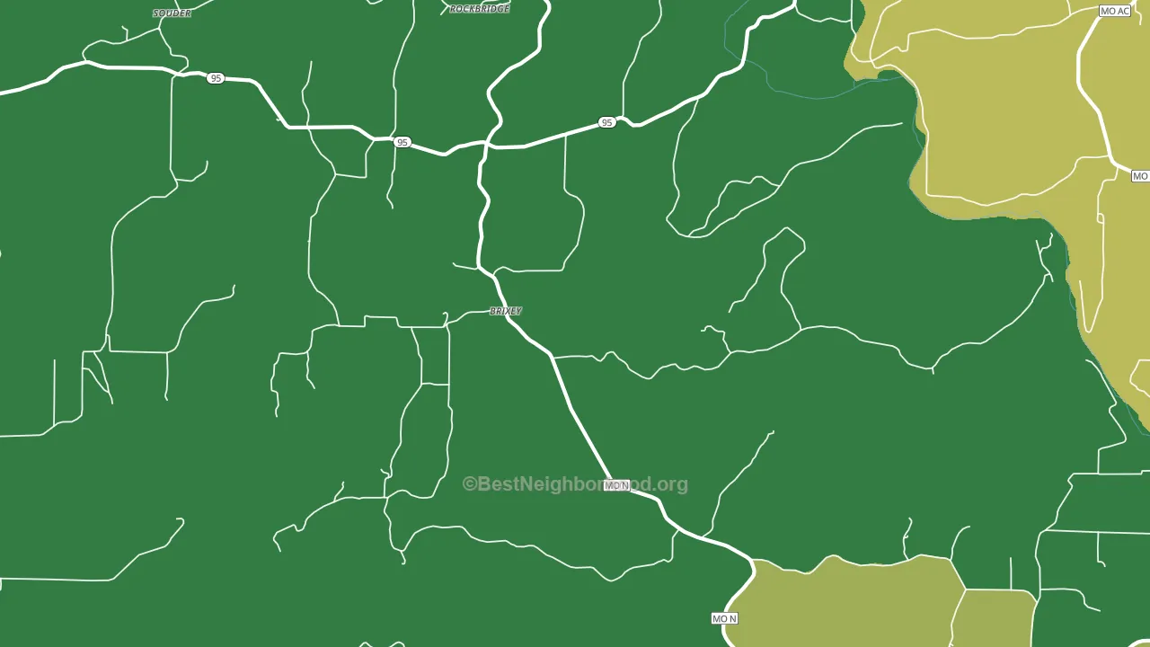 Brixey, MO block-group voter-turnout map