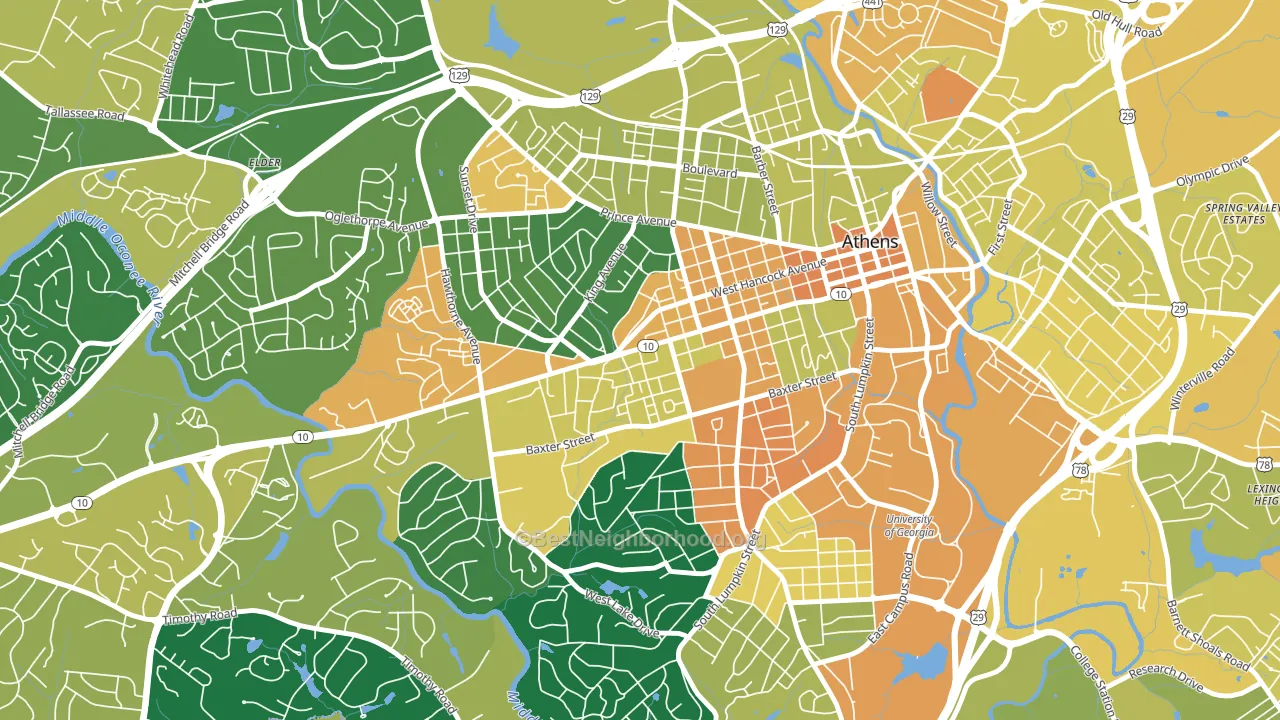 Broadacres Homes, Athens, GA block-group voter-turnout map