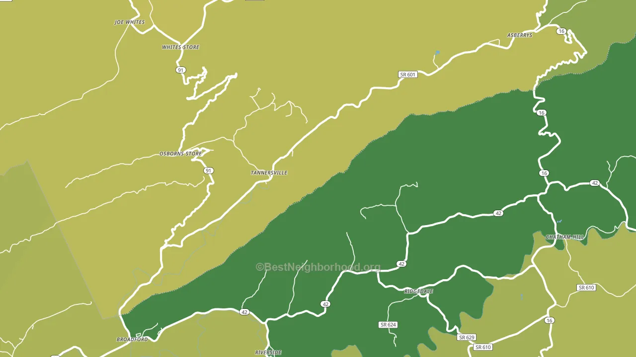 Broadford, VA block-group voter-turnout map