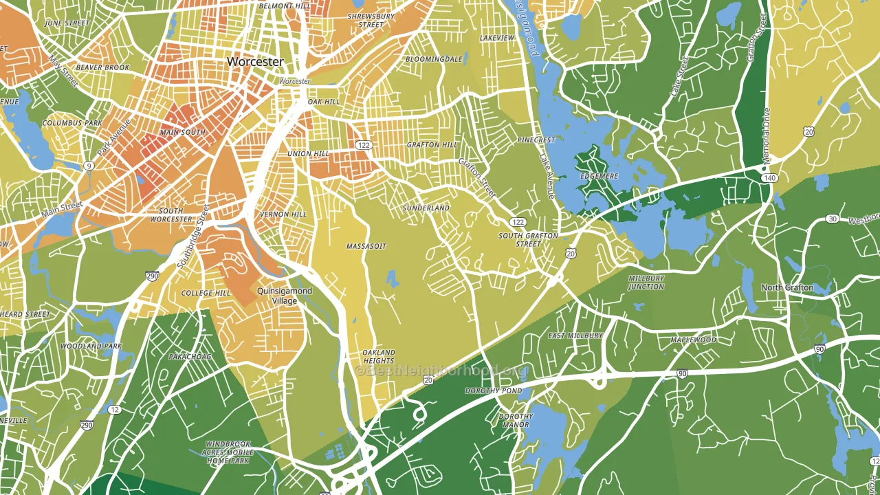 Broadmeadow Brook, Worcester, MA block-group voter-turnout map