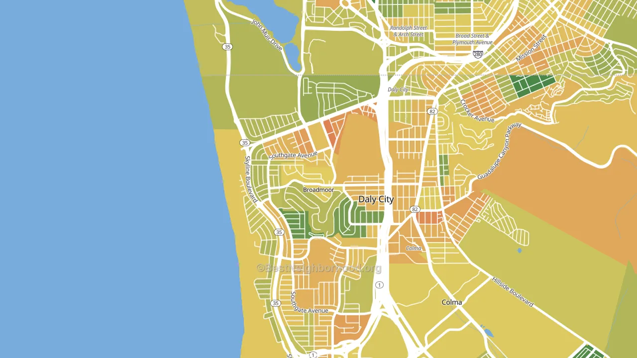 Broadmoor, Daly City, CA block-group voter-turnout map