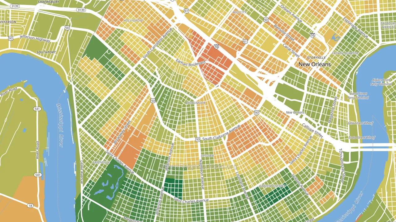 Broadmoor, New Orleans, LA block-group voter-turnout map