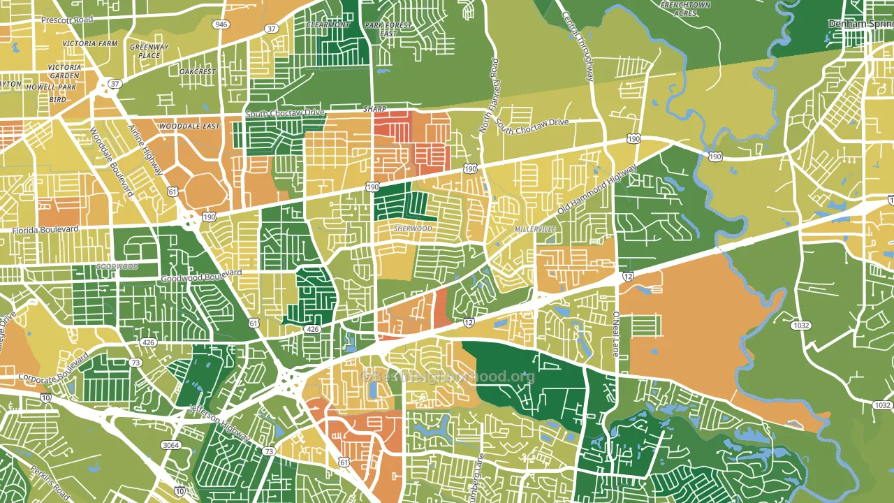Broadmoor-Sherwood, Baton Rouge, LA block-group voter-turnout map