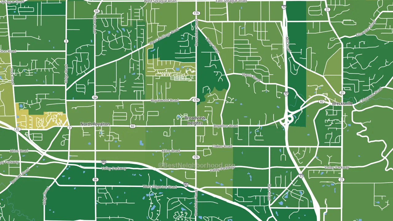 Broadview Heights, OH block-group voter-turnout map