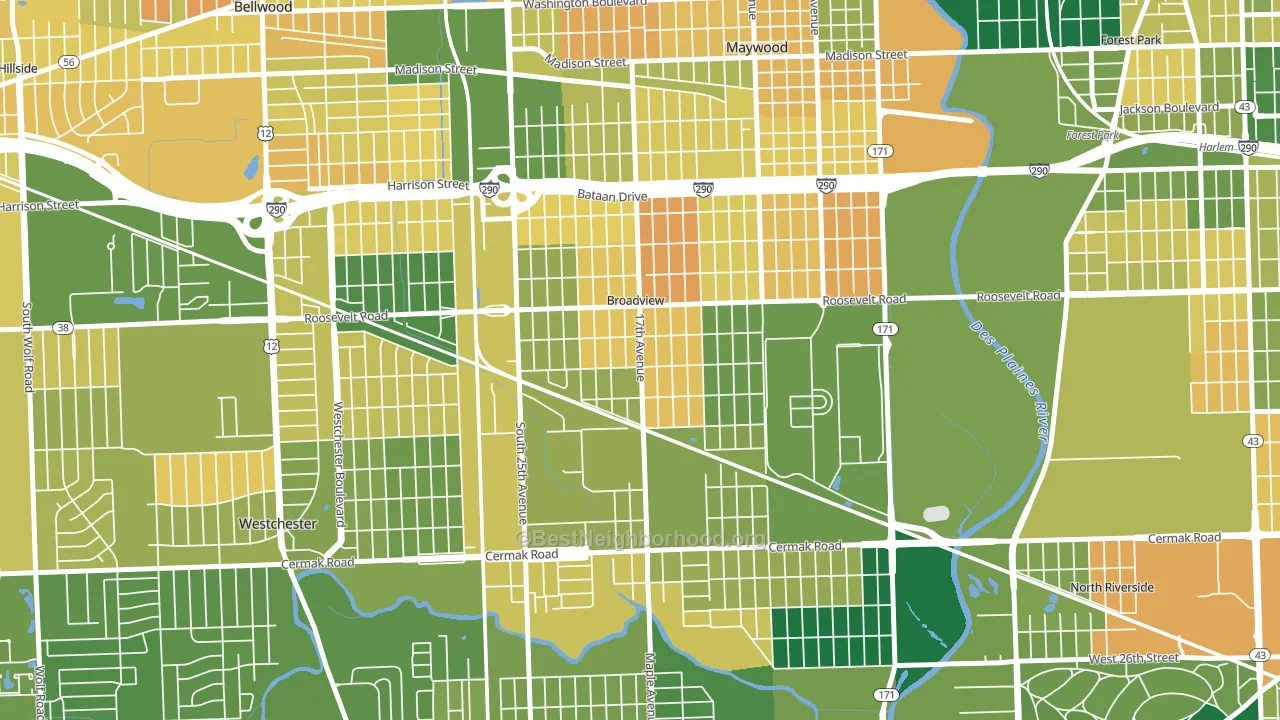 Broadview, IL block-group voter-turnout map