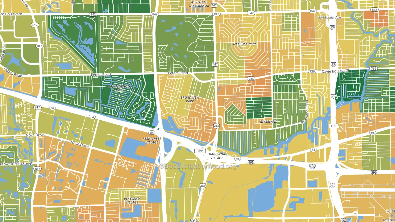 Broadview Park, Fort Lauderdale, FL block-group voter-turnout map