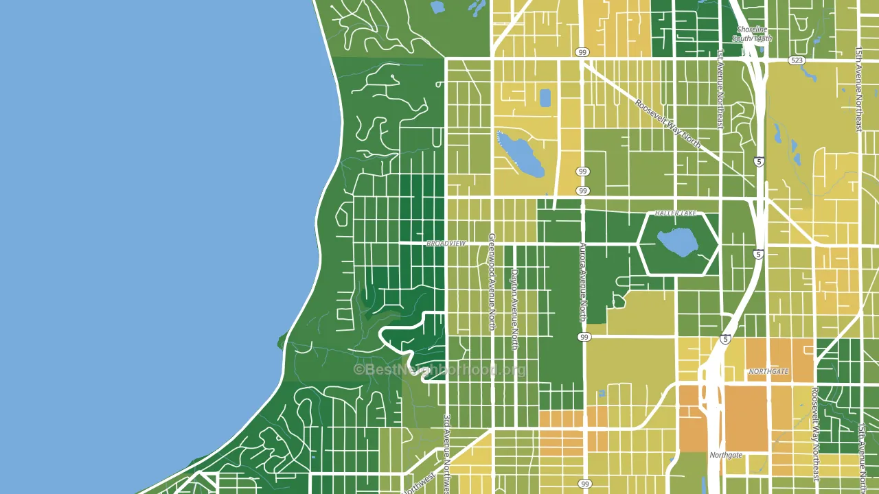 Broadview, Seattle, WA block-group voter-turnout map