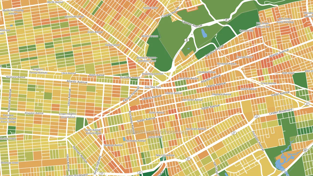 Broadway Junction, Brooklyn, NY block-group voter-turnout map