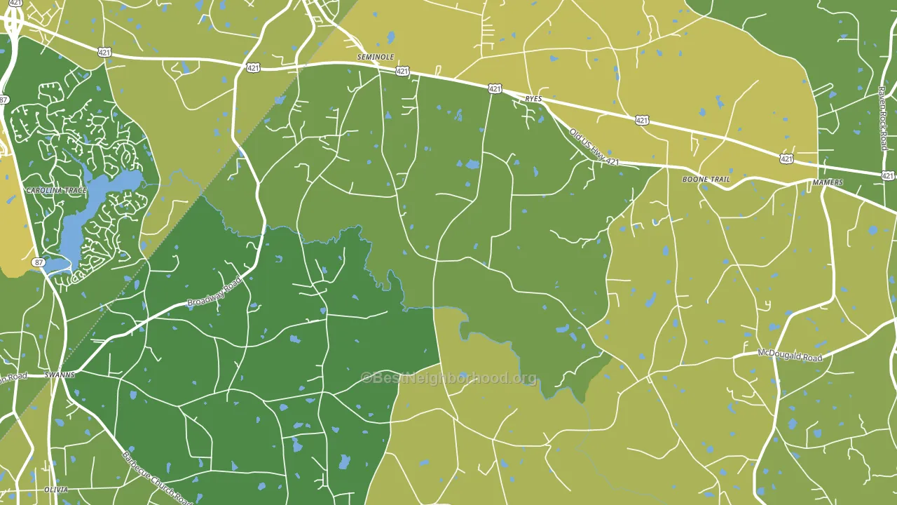 Broadway, NC block-group voter-turnout map