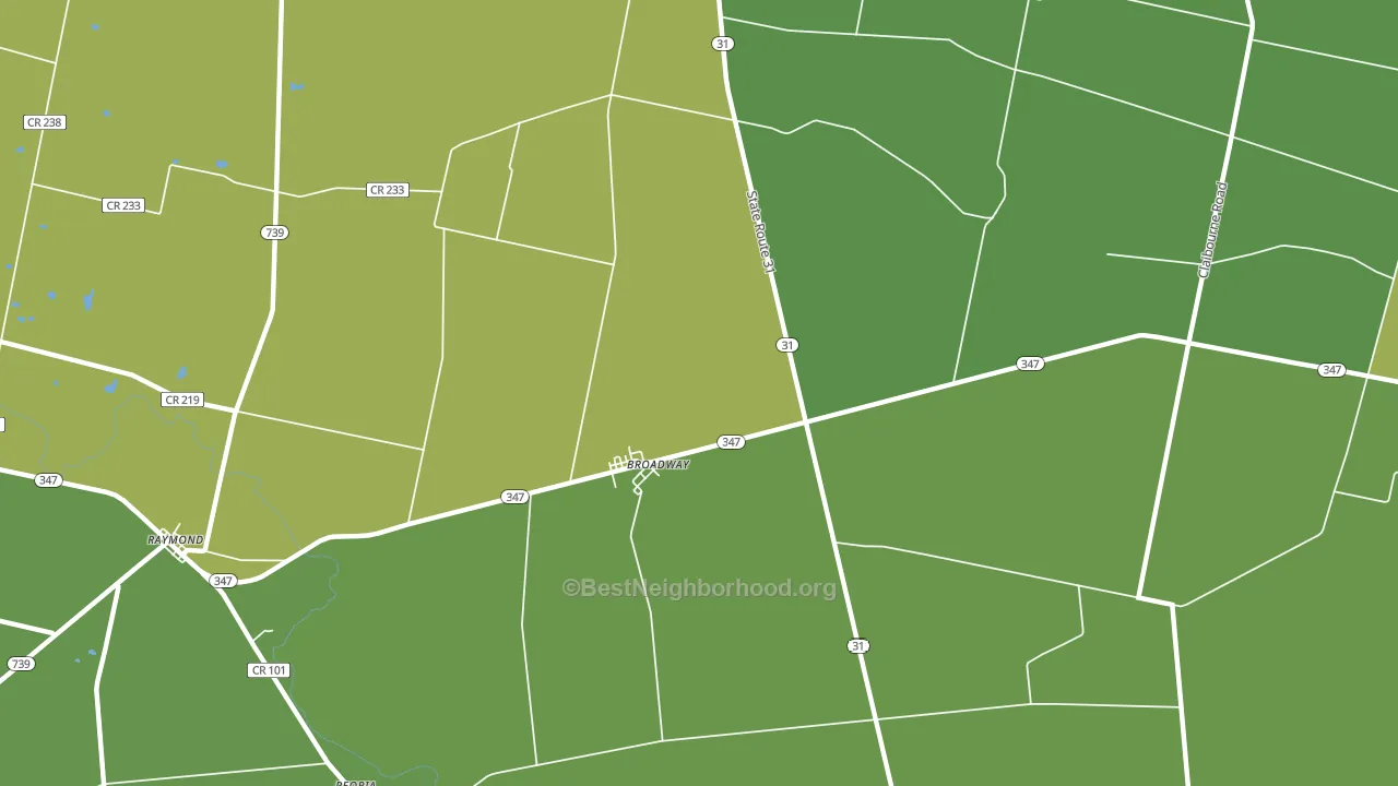 Broadway, OH block-group voter-turnout map
