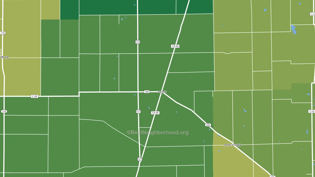 Brock, OH block-group voter-turnout map
