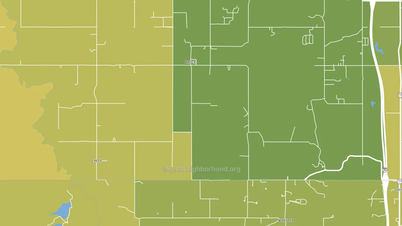 Brock, OK block-group voter-turnout map