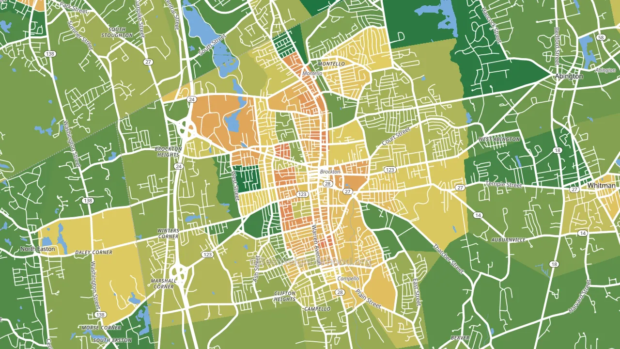 Brockton, MA block-group voter-turnout map