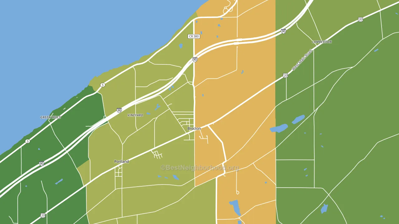 Brocton, NY block-group voter-turnout map