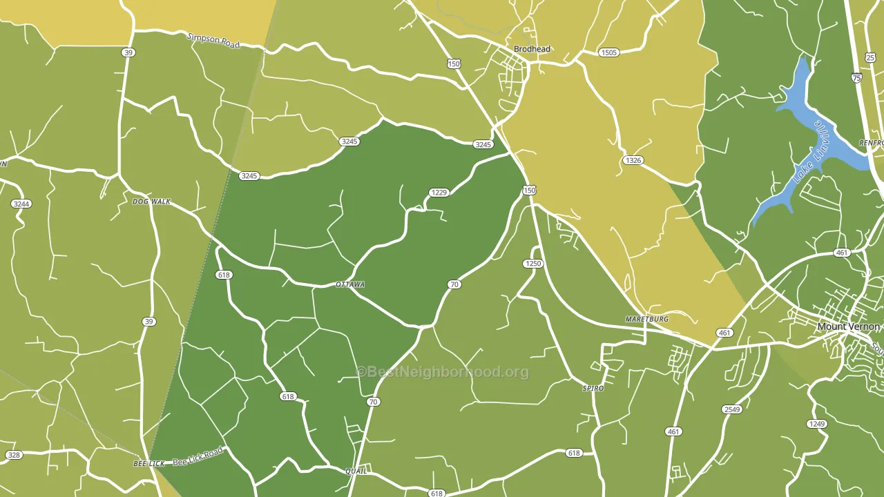 Brodhead, KY block-group voter-turnout map