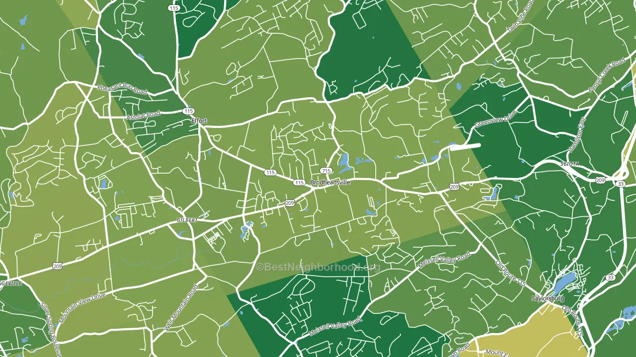 Brodheadsville, PA block-group voter-turnout map