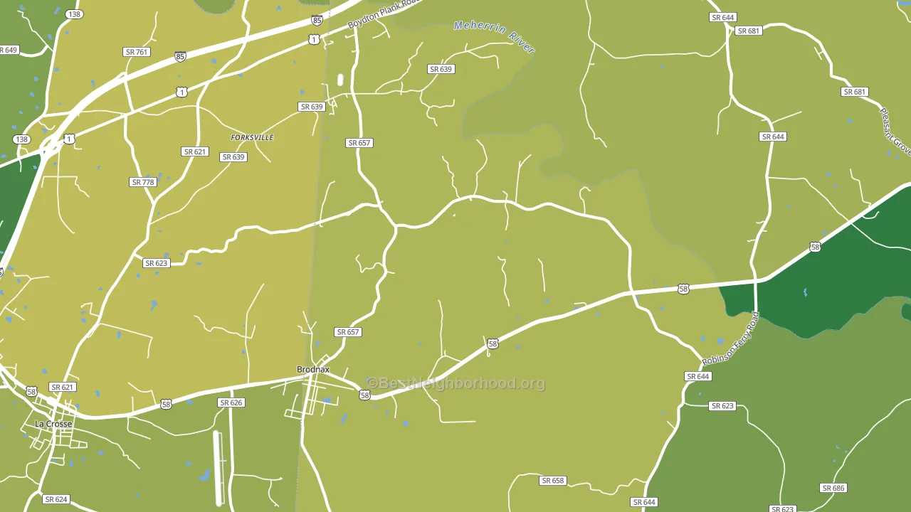 Brodnax, VA block-group voter-turnout map