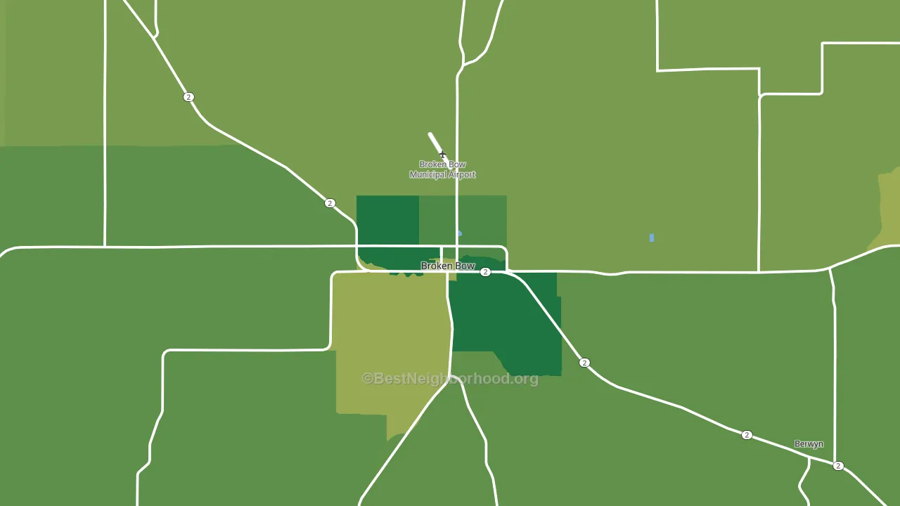 Broken Bow, NE block-group voter-turnout map