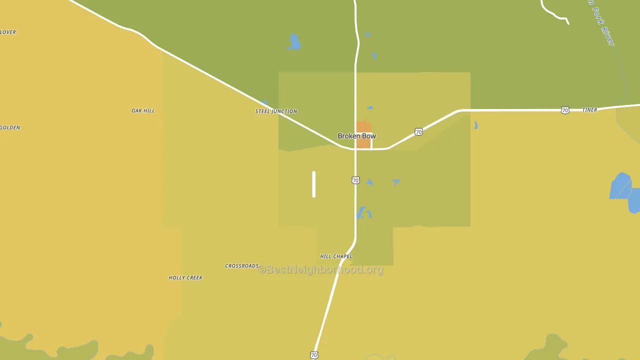 Broken Bow, OK block-group voter-turnout map