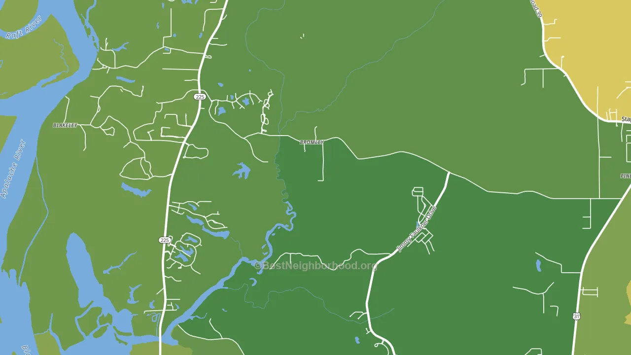 Bromley, AL block-group voter-turnout map