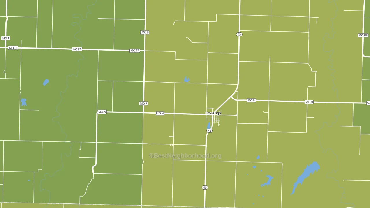 Bronaugh, MO block-group voter-turnout map