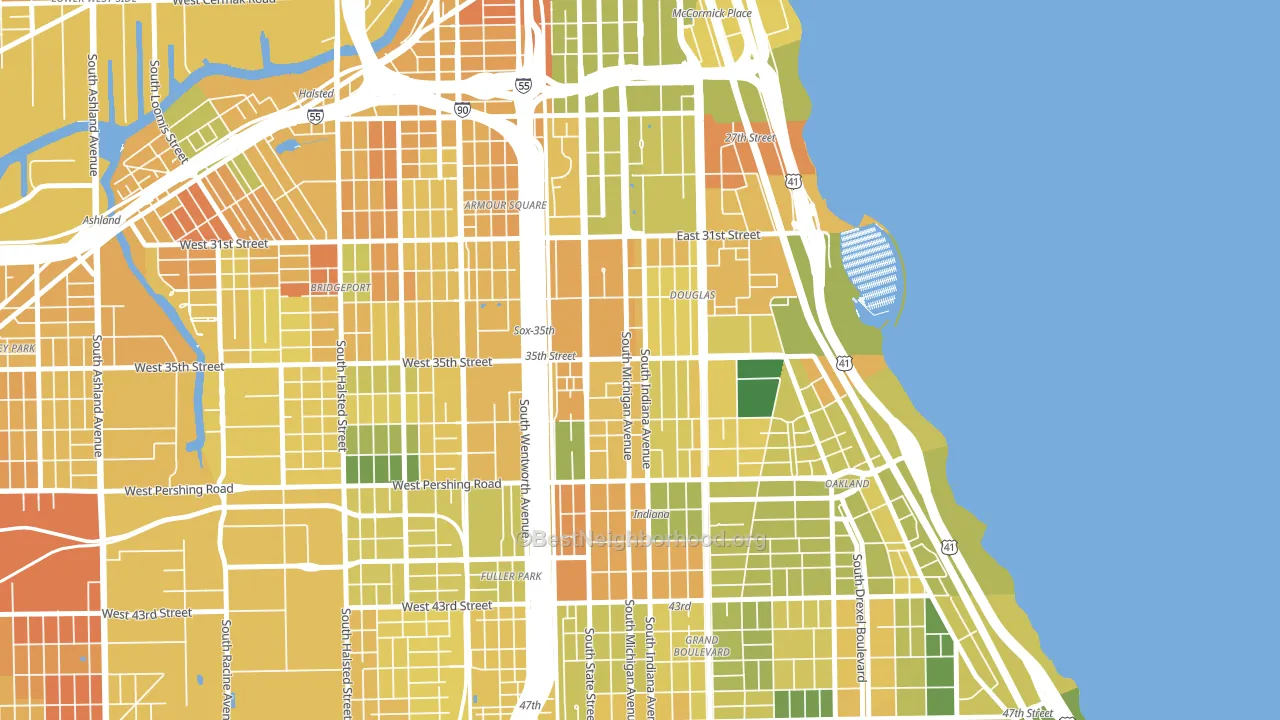 Bronzeville, Chicago, IL block-group voter-turnout map