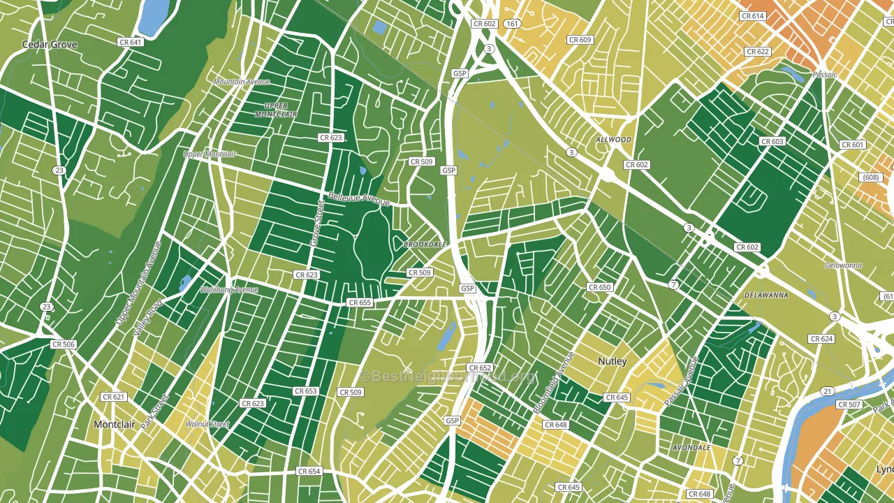 Brookdale, NJ block-group voter-turnout map