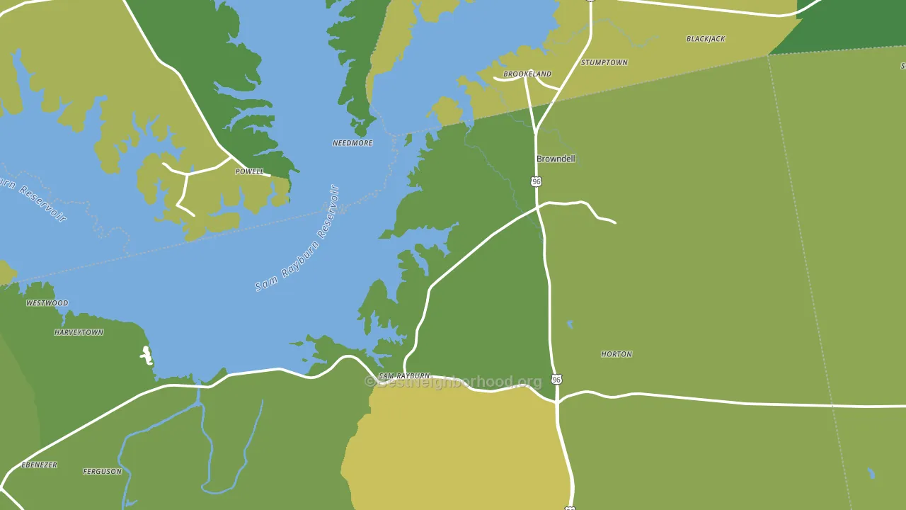 Brookeland, TX block-group voter-turnout map
