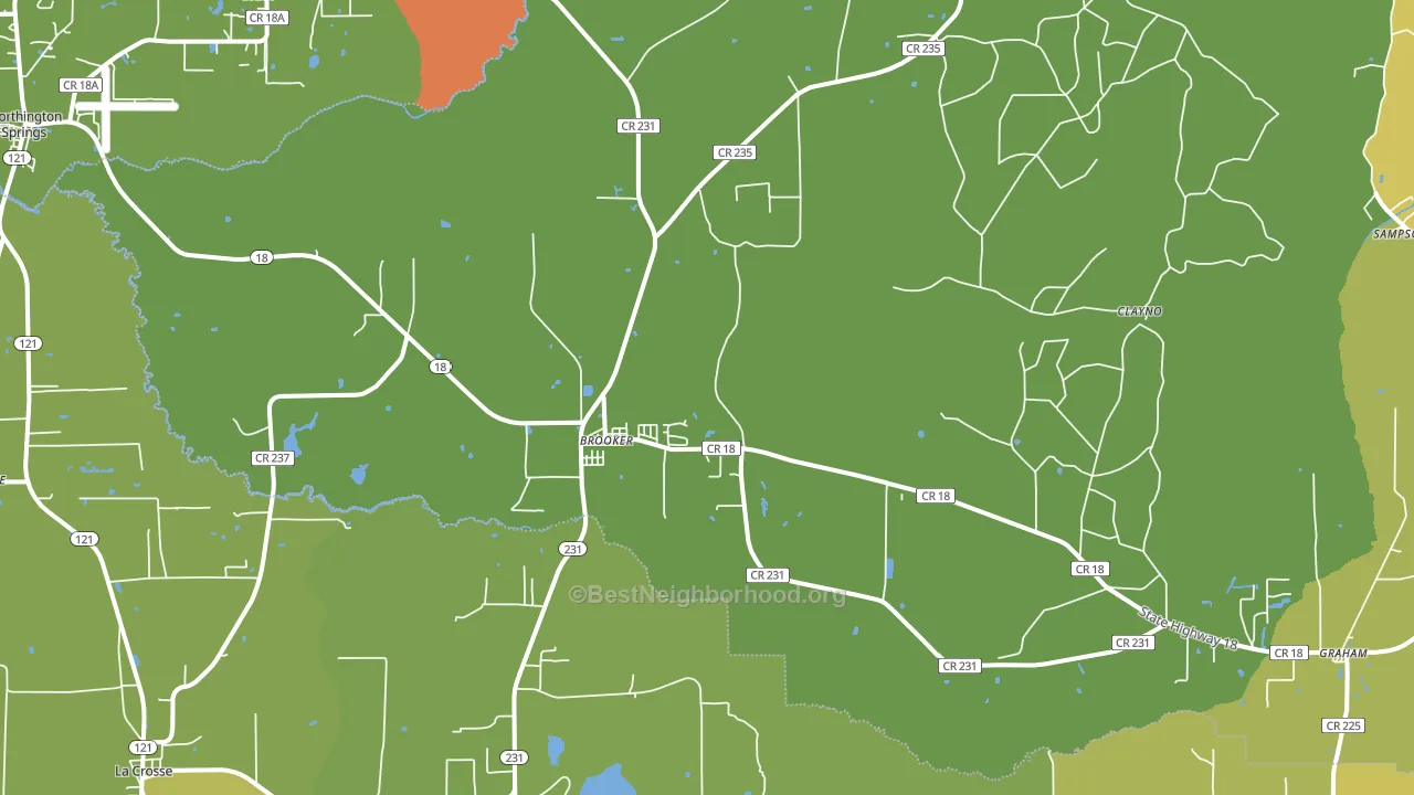 Brooker, FL block-group voter-turnout map