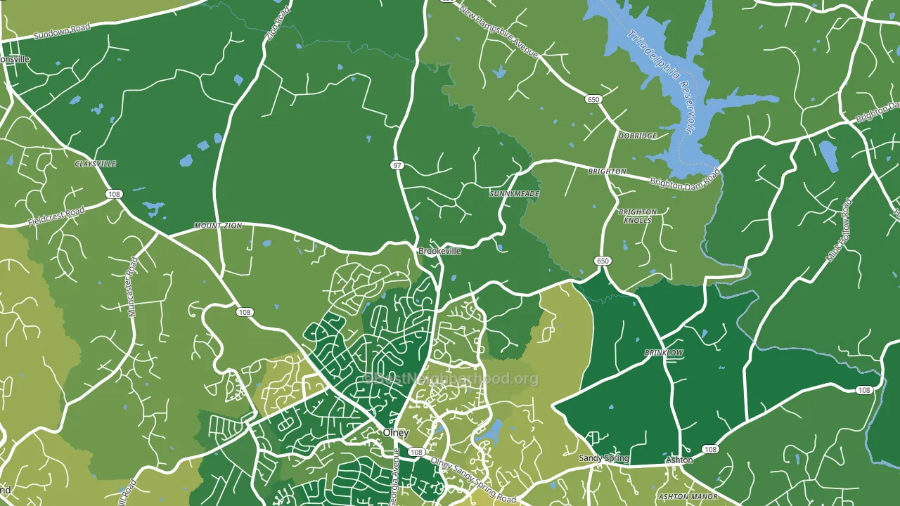 Brookeville, MD block-group voter-turnout map